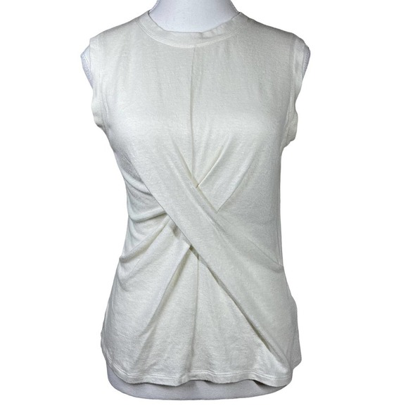 Rebecca Taylor Top Wool Twist Wrap Front Sleeveless Cream White Small - Picture 3 of 11